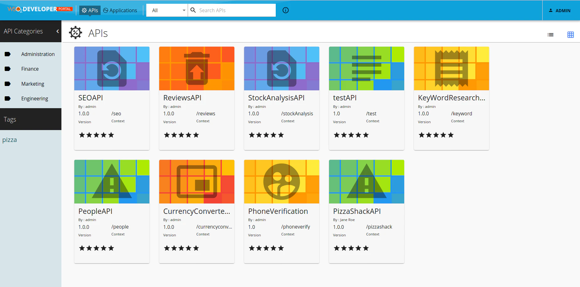 screenshot of WSO2 API Manager